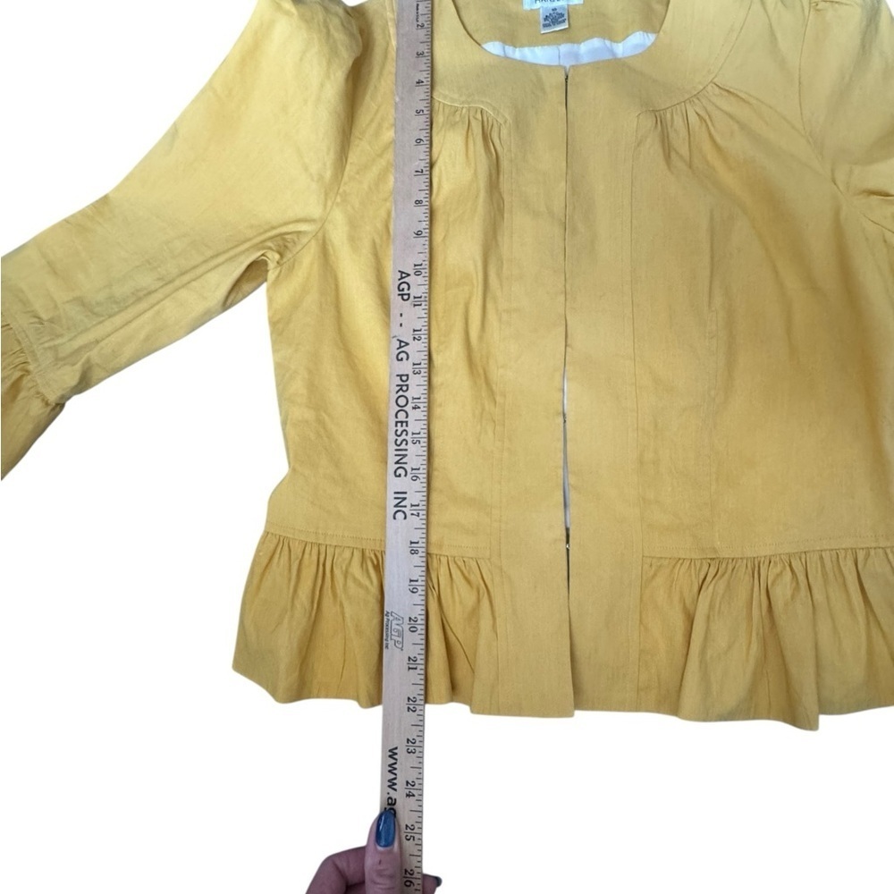 Harold’s Yellow Linen Blend Peplum Jacket Blazer Size 10 Cottagecore I43 - Picture 5 of 7